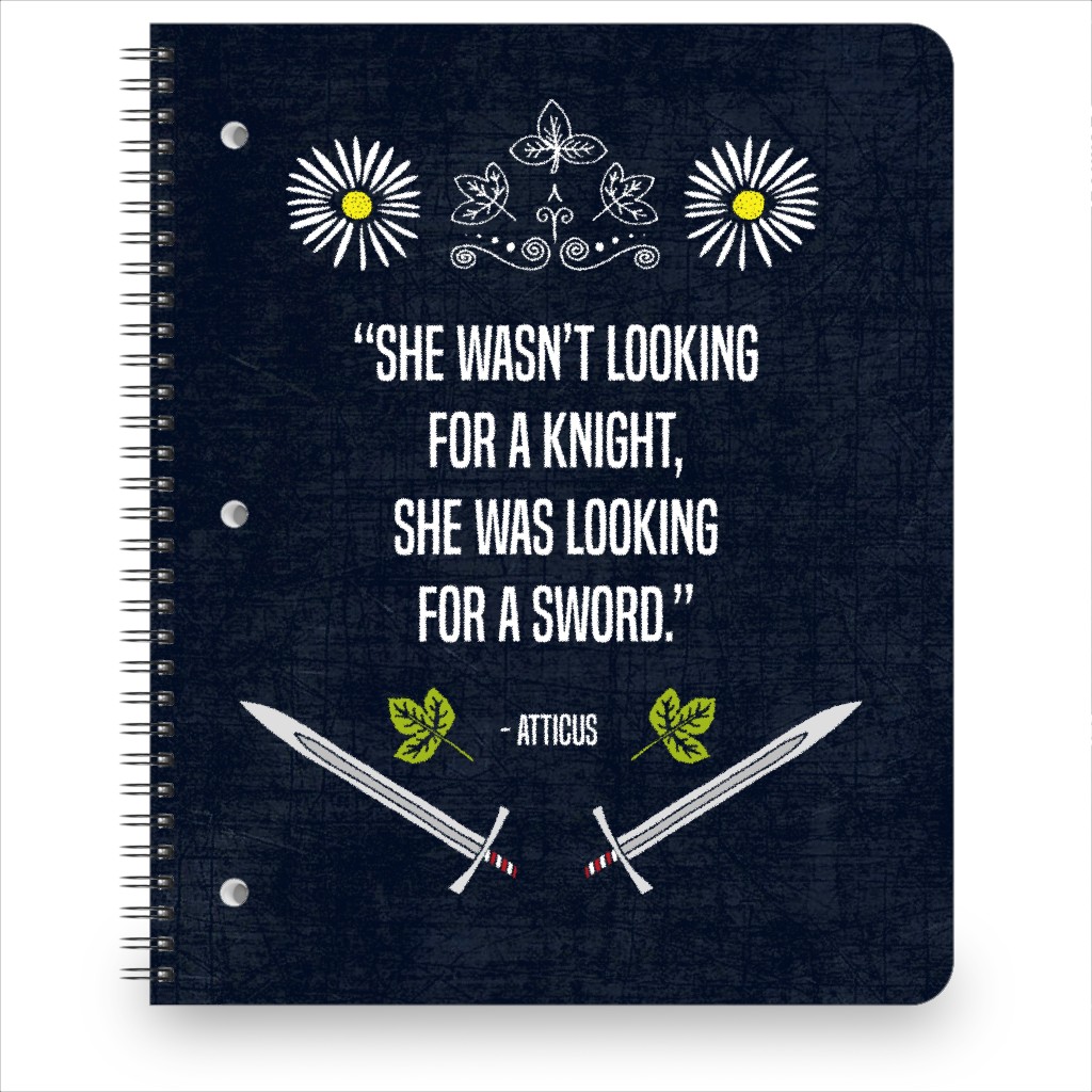 She Was Looking for a Sword - Black Notebook, 8.5x11, Black, Black