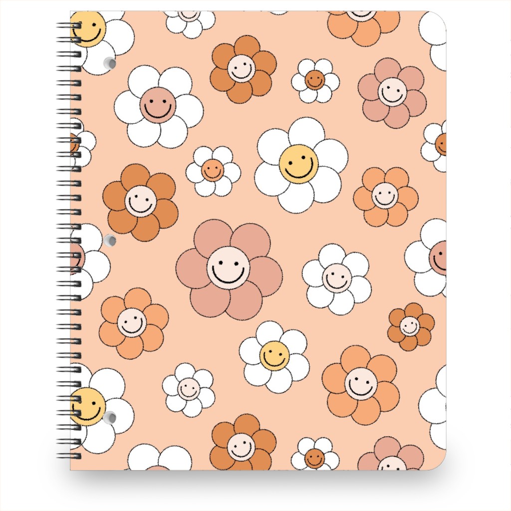 Sweet Smiling Daisies Notebook, 8.5x11, Pink, Desert Rose