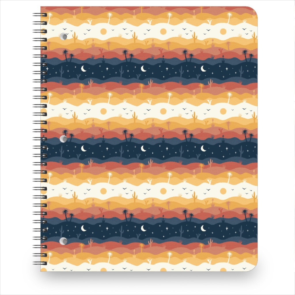 Desert Sand & Sky - Navy & Orange Notebook, 8.5x11, Orange, Orange