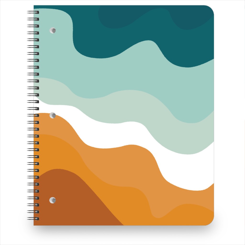 Retro Abstract Waves Notebook, 8.5x11, Multicolor, Ink Spot