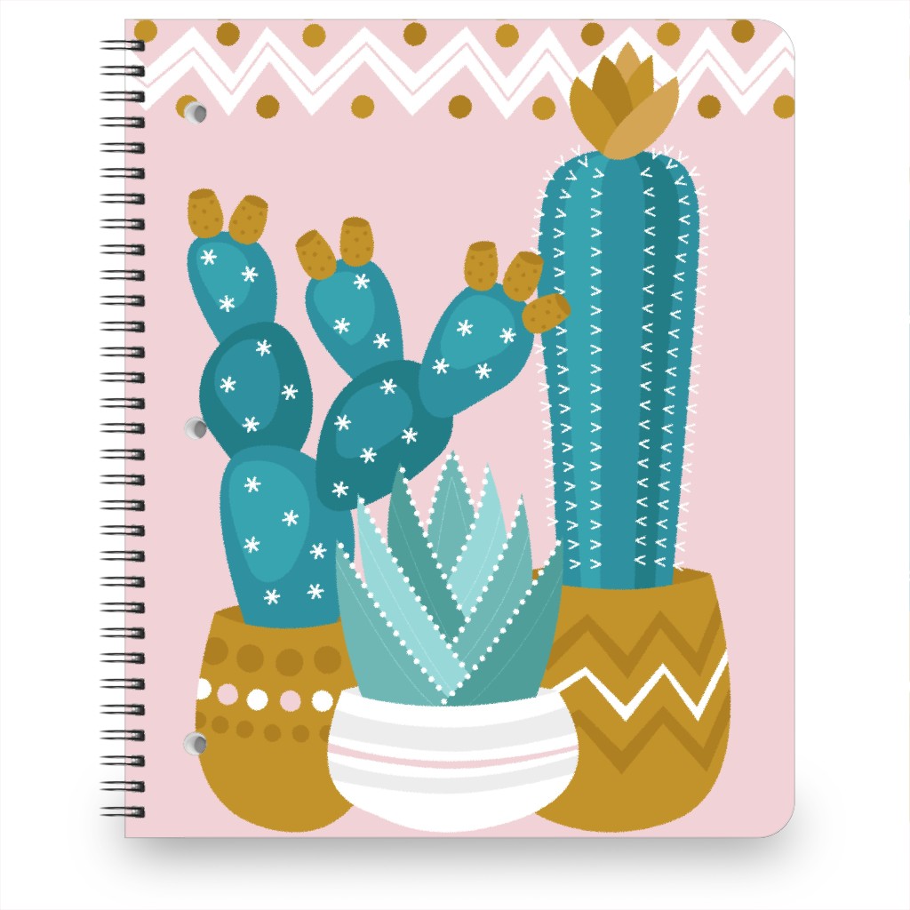 Potted Cactus & Succulents - Pink Notebook, 8.5x11, Pink