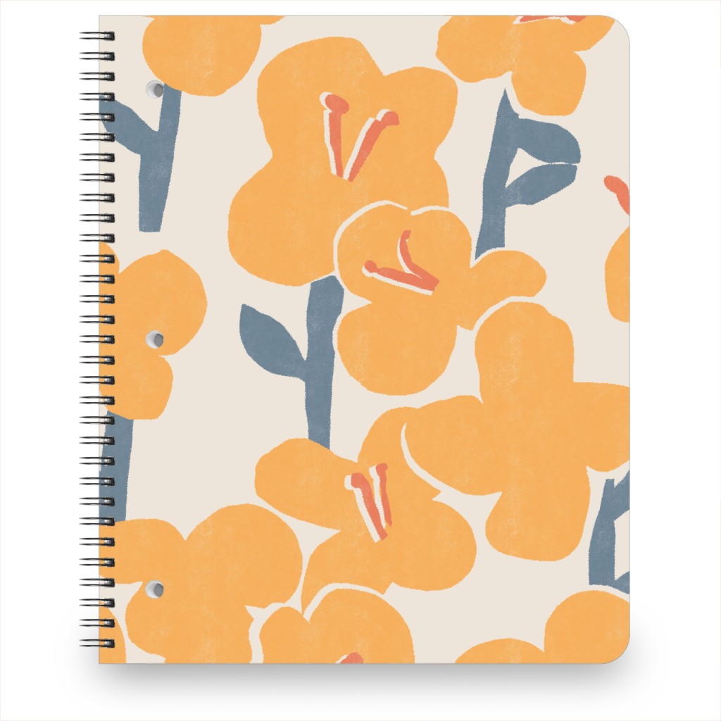 Field of Mod Flowers - Yellow Notebook, 8.5x11, Yellow, Classic Yellow