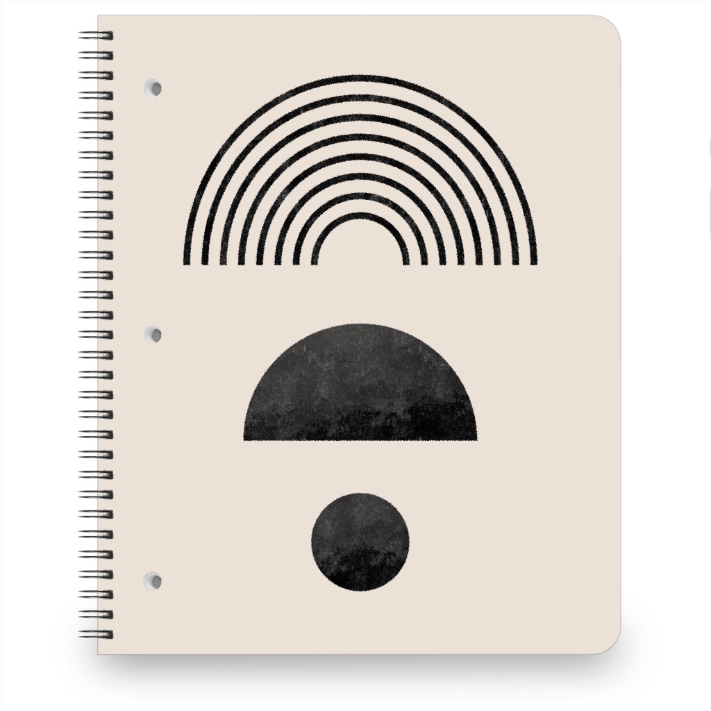 Minimal Rainbow and Geometric - Neutral Notebook, 8.5x11, Beige, Pearl