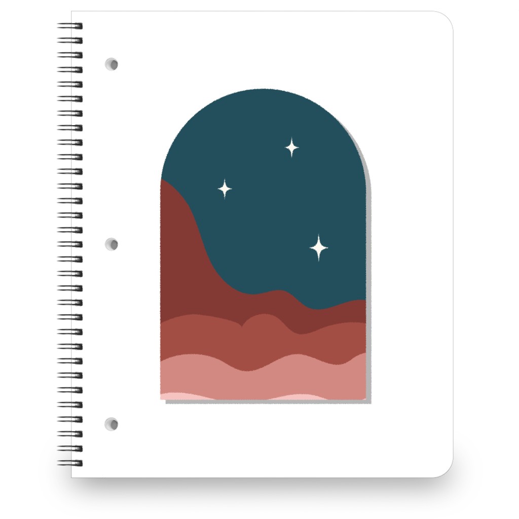 Abstract Landscapes in Windows Night Notebook, 8.5x11, Multicolor