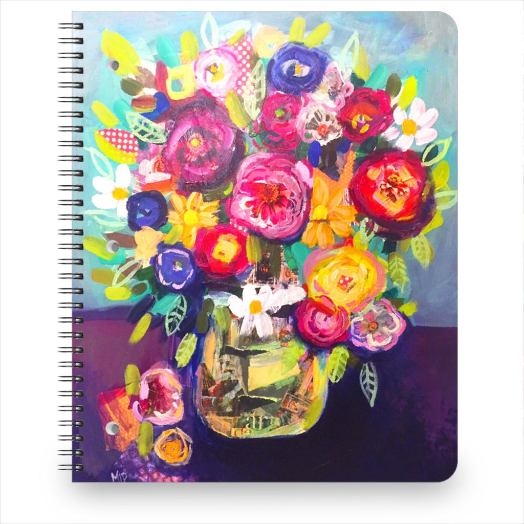Acrylic Summer Floral Bouquet - Vibrant Notebook, 8.5x11, Multicolor
