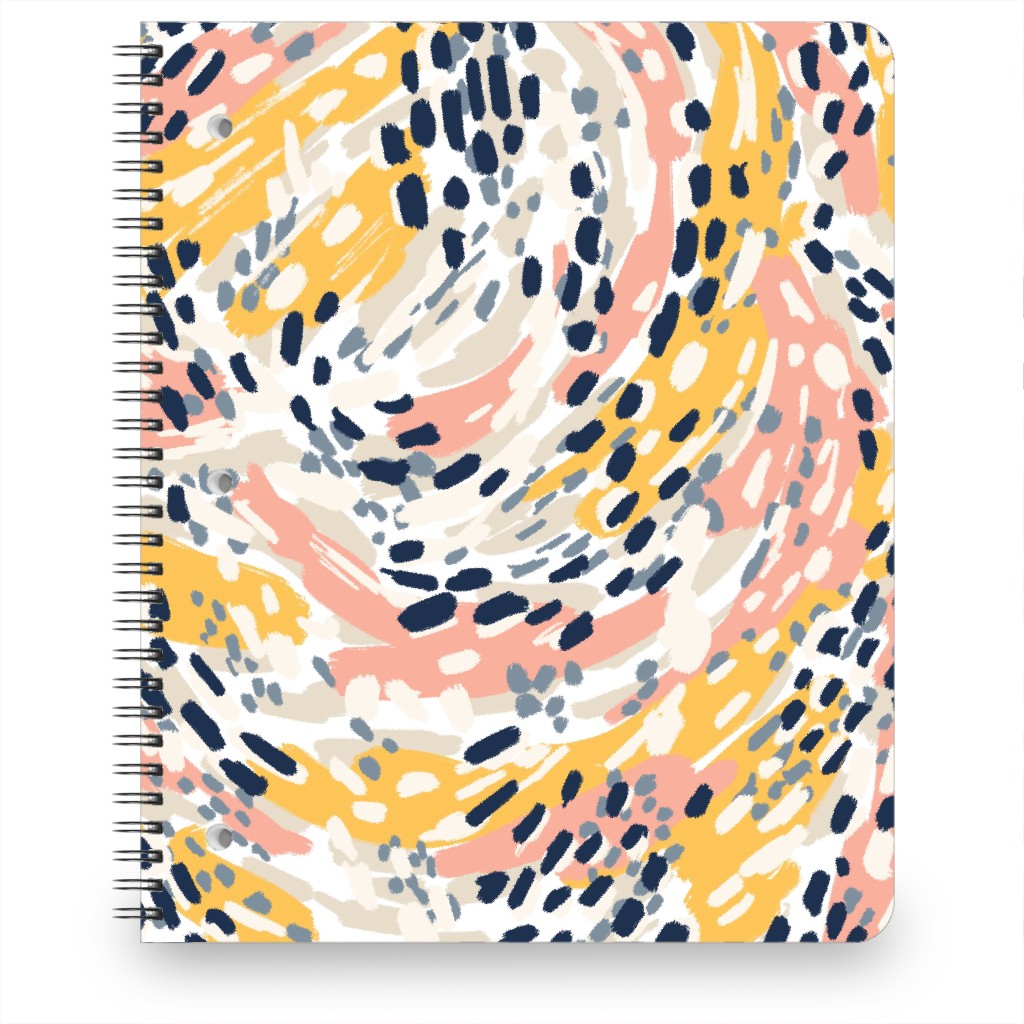 Abstract Painterly Swirls, Dots and Brushstrokes - Multi Notebook, 8.5x11, Multicolor