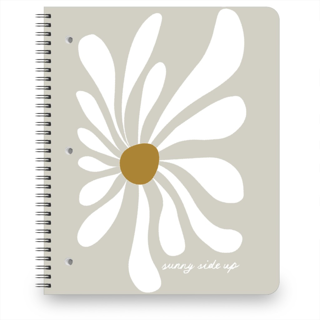 Mod Sunny Side Up Daisy Notebook, 8.5x11, Gray, Pebble