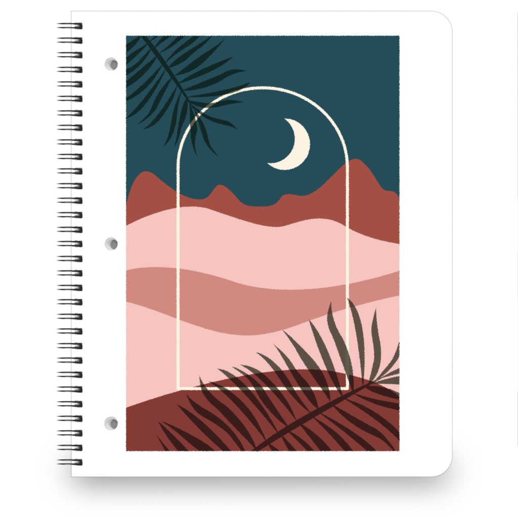 Abstract Landscapes in Windows Moon Notebook, 8.5x11, Multicolor, Powder Pink