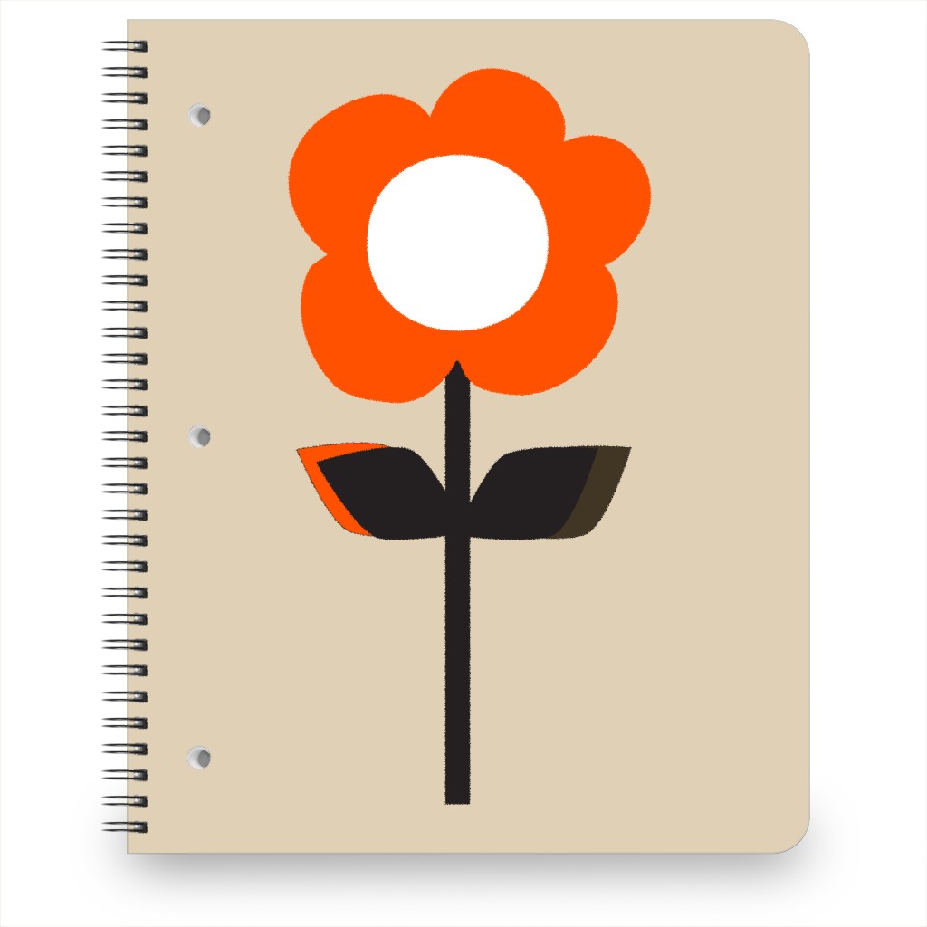 Retro Flower Notebook, 8.5x11, Red