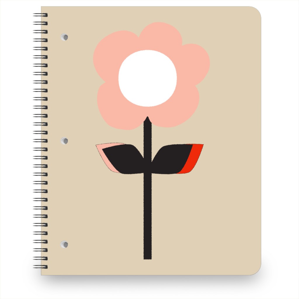 Retro Flower Notebook, 8.5x11, Pink