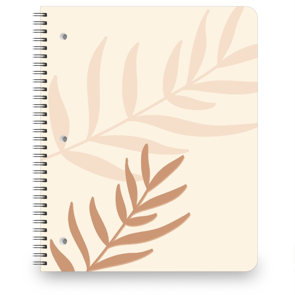 Fern Leaves in Neutral Earth Tones Notebook, 8.5x11, Beige
