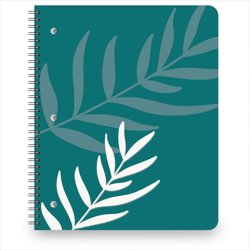 Fern Leaves in Neutral Earth Tones Notebook, 8.5x11, Green