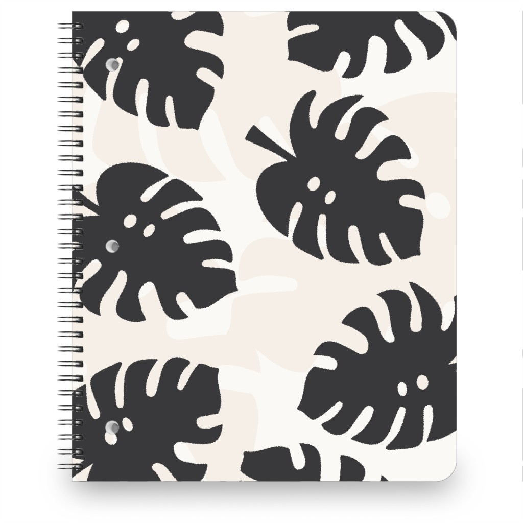 Monstera Leaves in Earth Tones Notebook, 8.5x11, Black