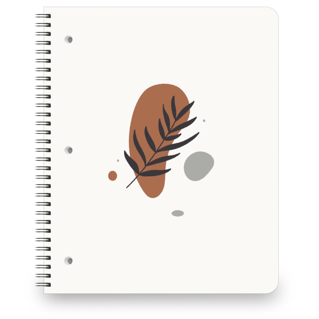 Shapes and Fern Leaf V Notebook, 8.5x11, Brown, Toast