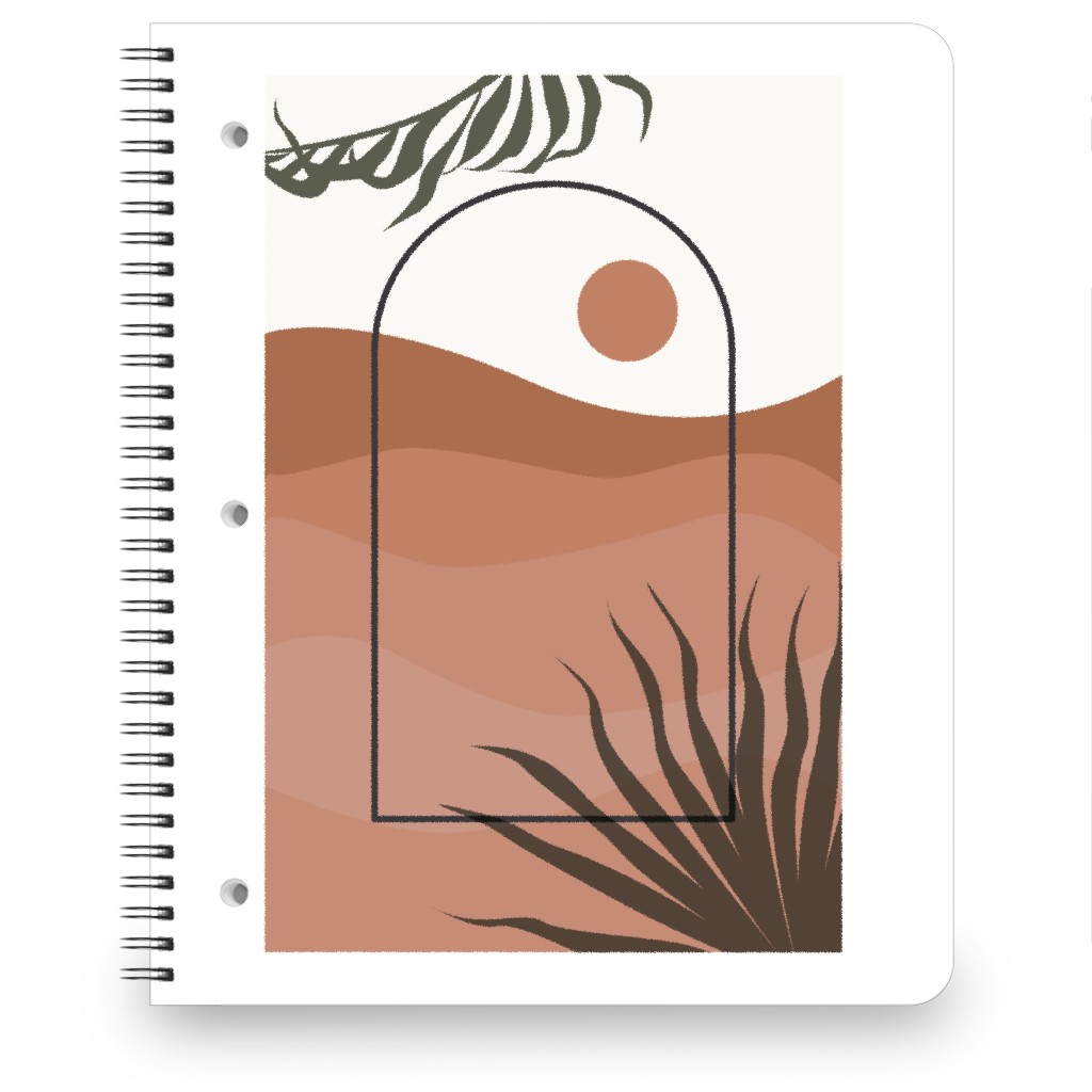 Floating Frame Abstract Mountain Landscape Notebook, 8.5x11, Pink