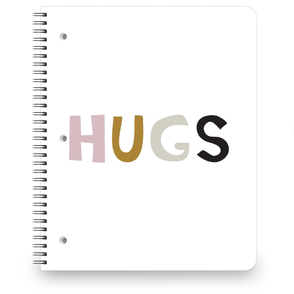 Hugs Typography - Neutral With Pink Notebook, 8.5x11, Multicolor