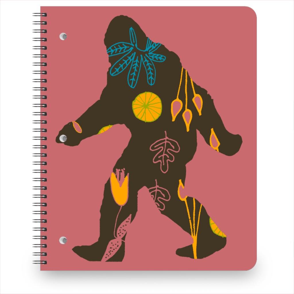Bigfoot - Multi on Pink Notebook, 8.5x11, Pink, Bright Pink