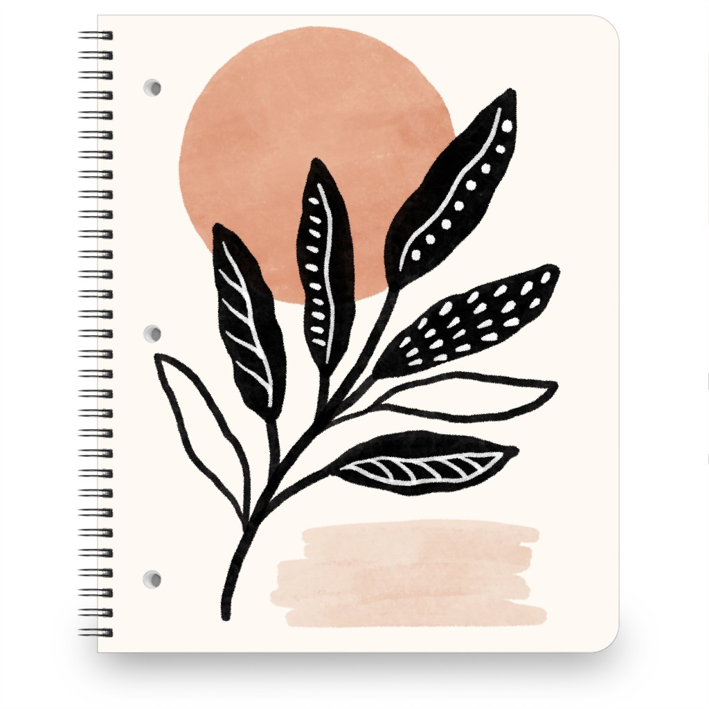 Leaves At Sunset Notebook, 8.5x11, Beige