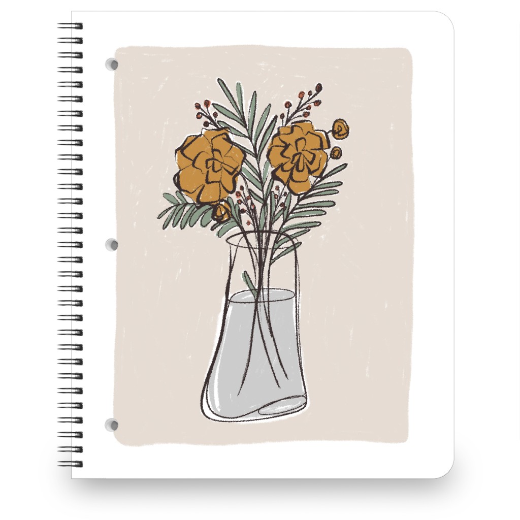 Bouquet Study - Yellow on Beige Notebook, 8.5x11, Beige