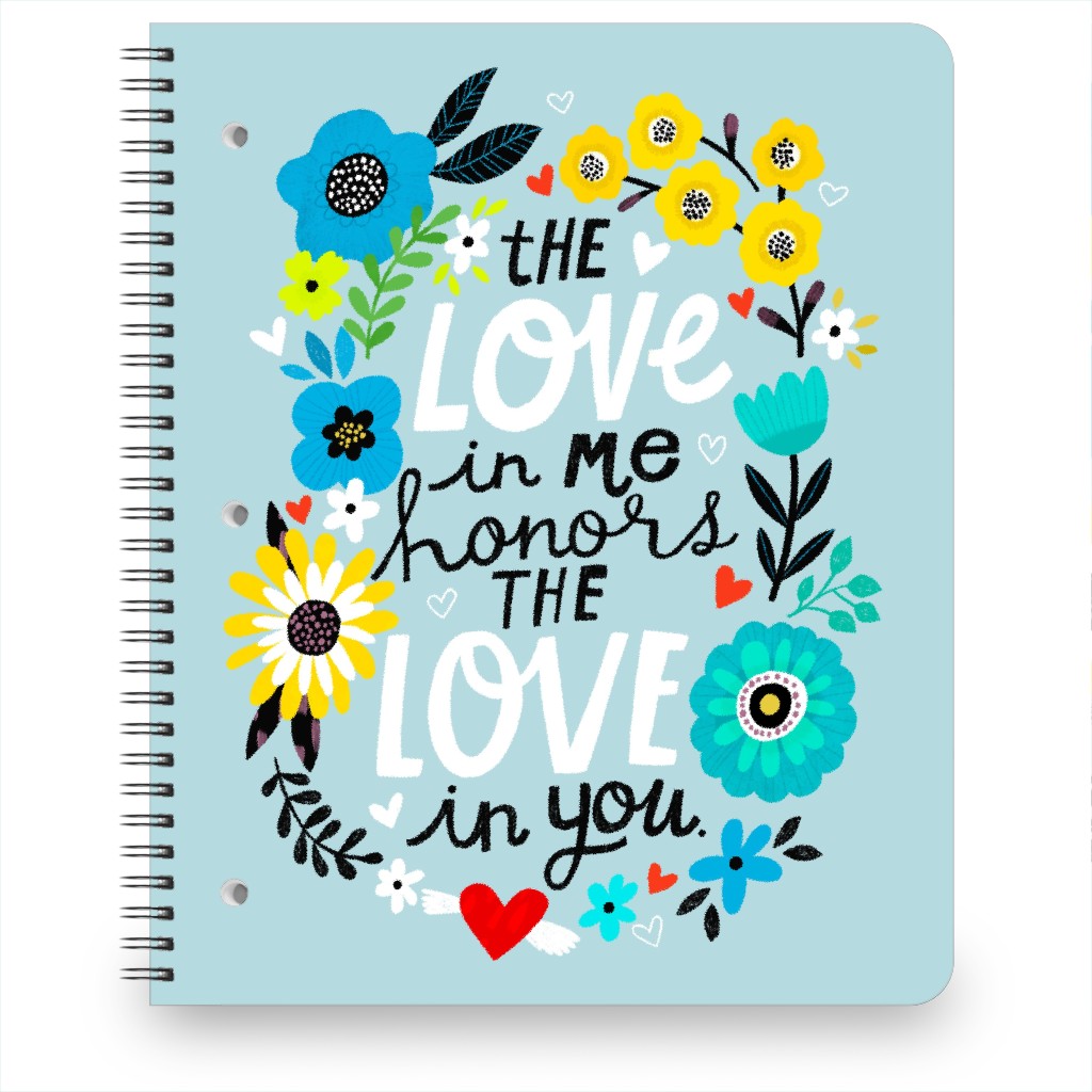 the Love in Me Honors the Love in You - Light Blue Notebook, 8.5x11, Blue