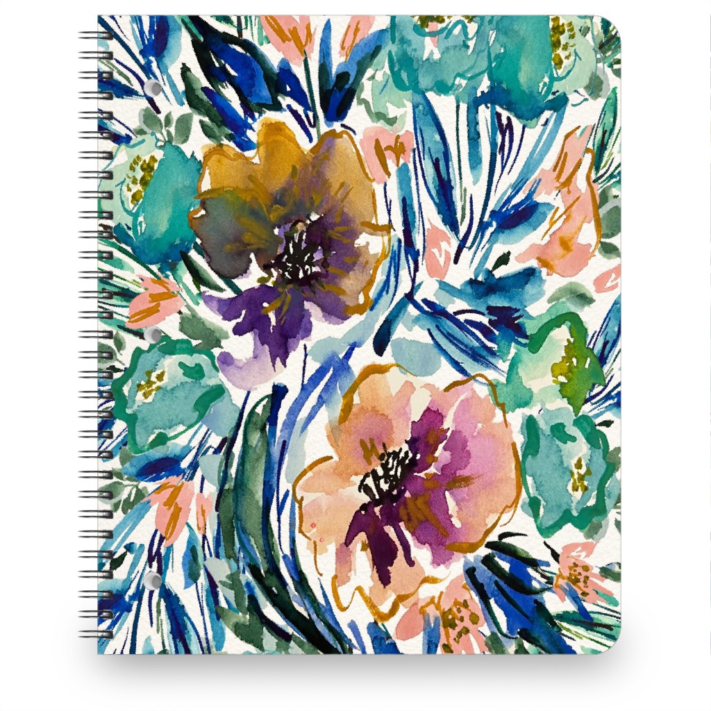 Purple and Blue Florals - Multi Notebook, 8.5x11, Multicolor