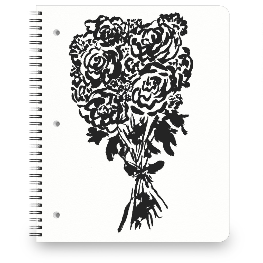 Summer Bouquet Notebook, 8.5x11, White, White