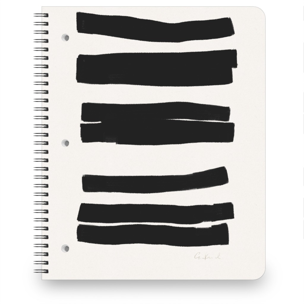 Abstract Bold Stripes I Notebook, 8.5x11, Black