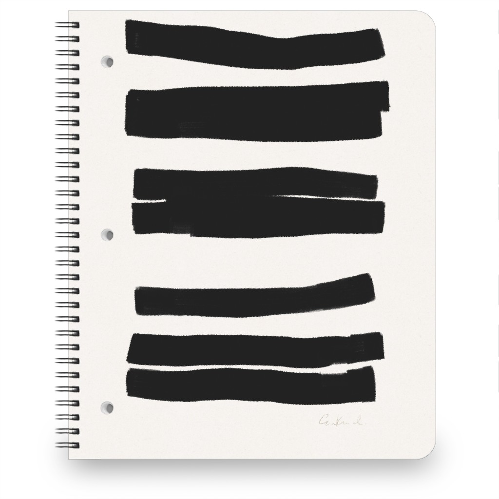 Abstract Bold Stripes I Notebook, 8.5x11, Black, Antique White