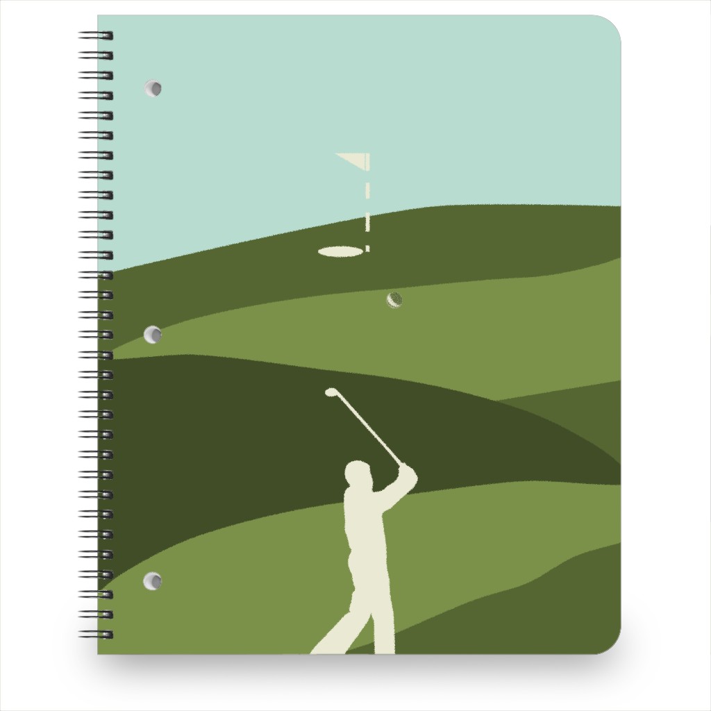 Golf Minimal Art - Blue and Green Notebook, 8.5x11, Green, Classic Green