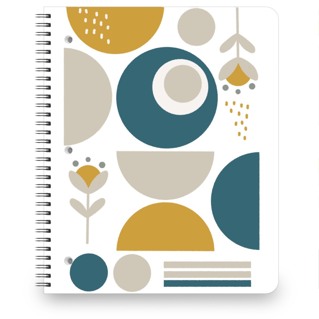 Abstract Floral - Yellow and Blue Notebook, 8.5x11, Multicolor