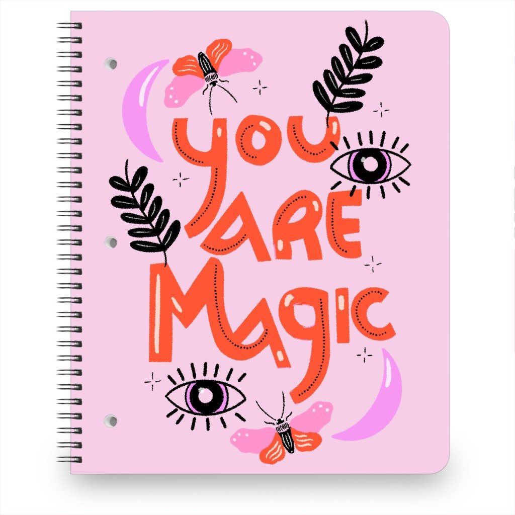 You Are Magin - Red and Pink Notebook, 8.5x11, Pink, Bright Pink
