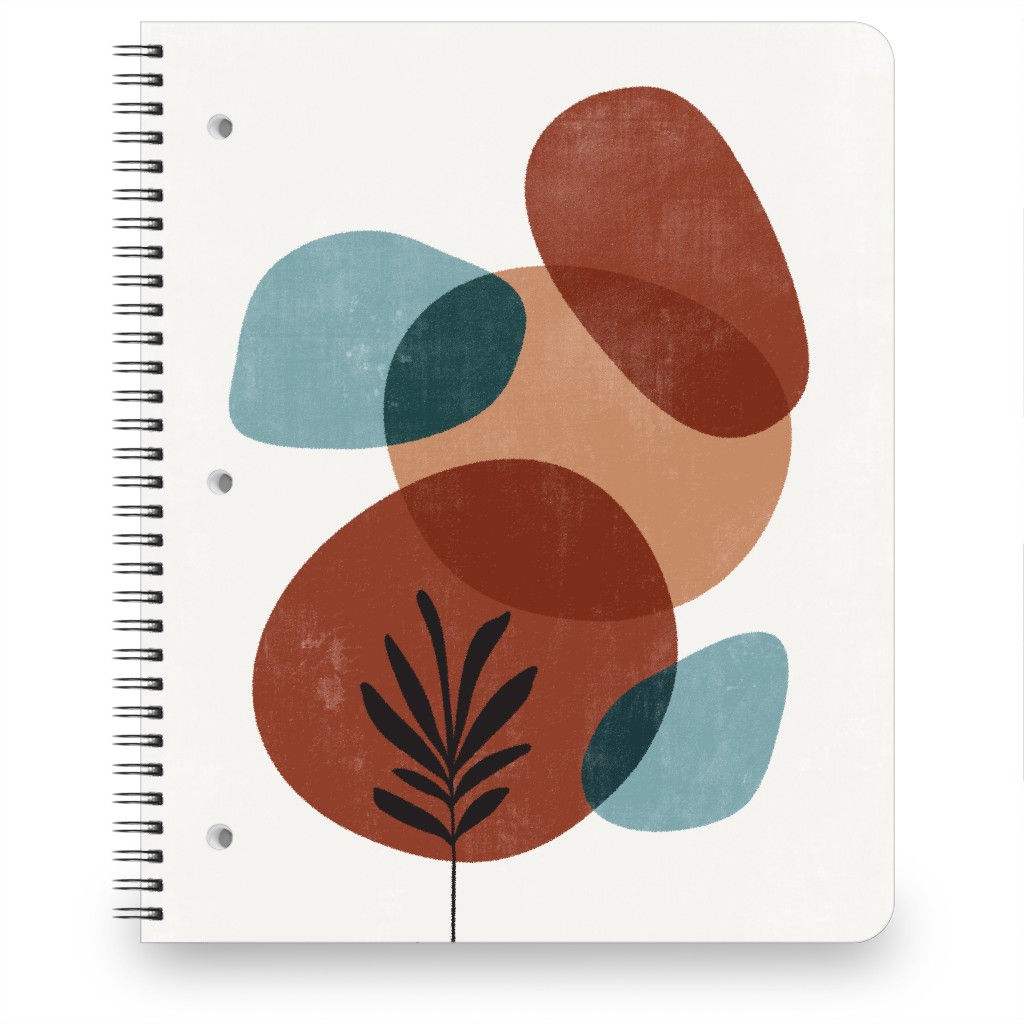 Abstract Leaf Orb - Terracotta and Ivory Notebook, 8.5x11, Brown