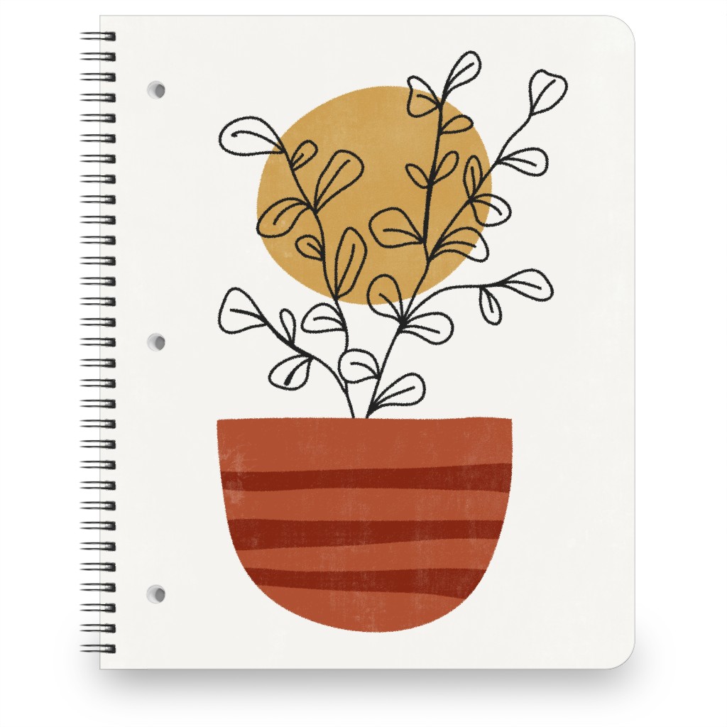 Abstract Flower Pot - Terracotta and Ivory Notebook, 8.5x11, Brown, Brown