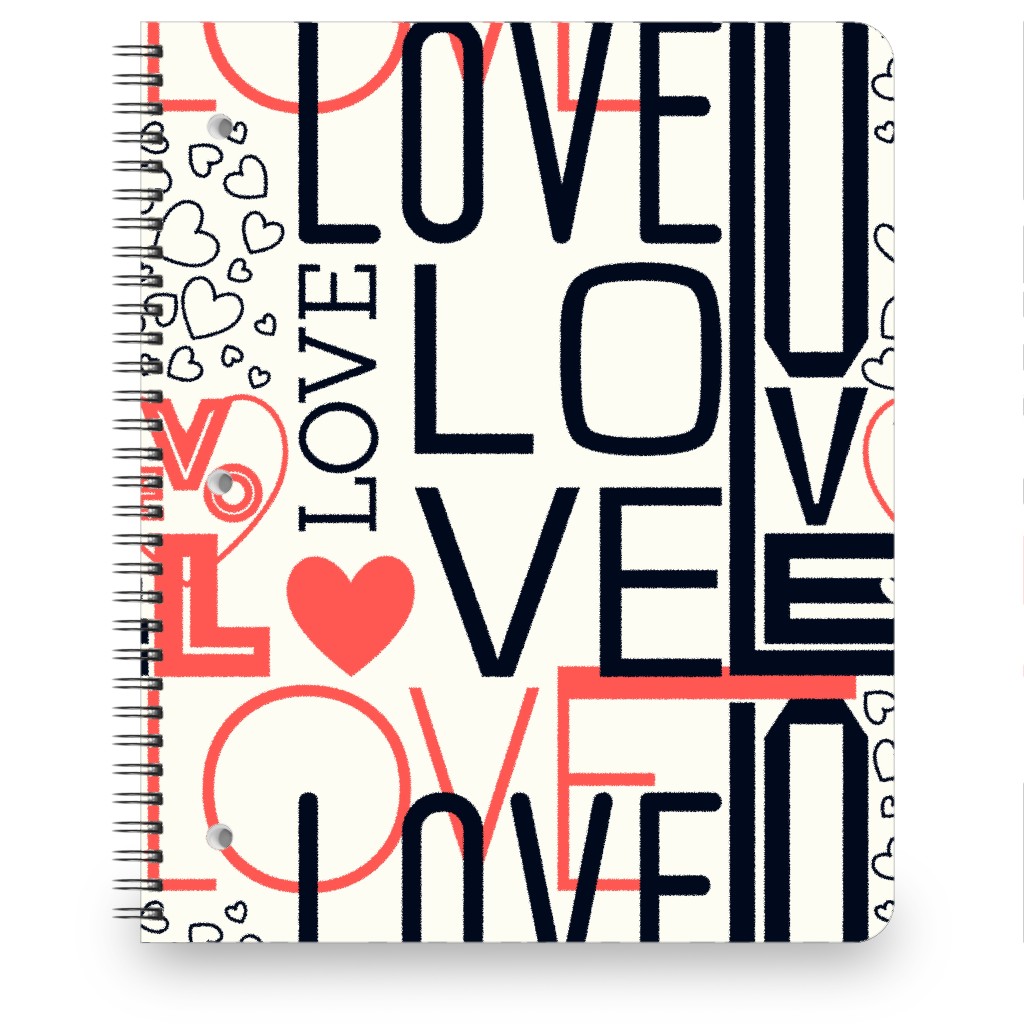 Love - Neutral With Red Notebook, 8.5x11, Beige, Pearl