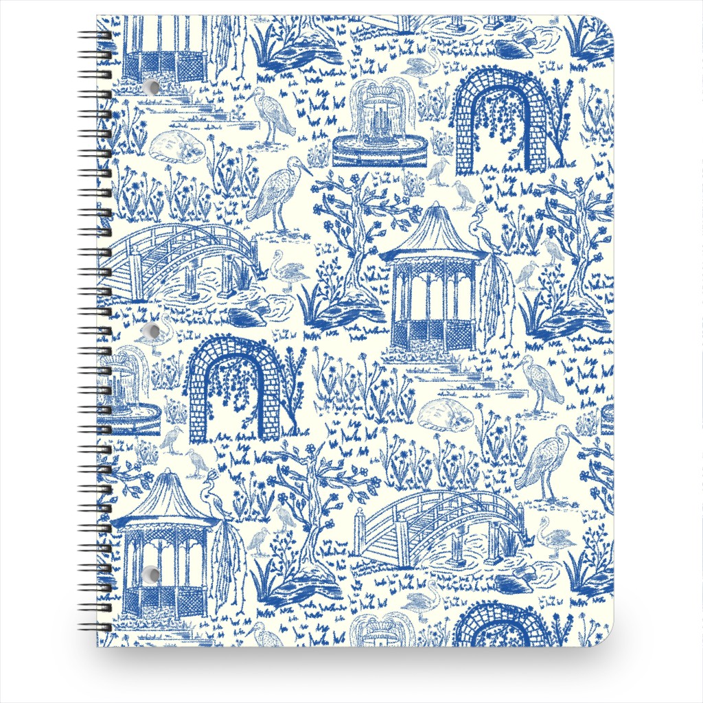 Garden Walk Toile De Jouy - Blue Notebook, 8.5x11, Blue