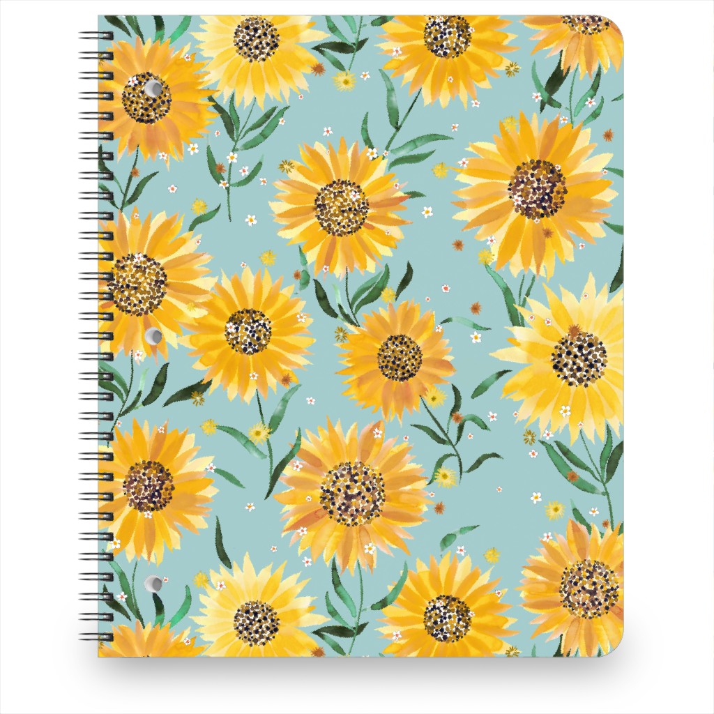 Happy Sunflowers - Yellow on Green Notebook, 8.5x11, Yellow, Classic Yellow