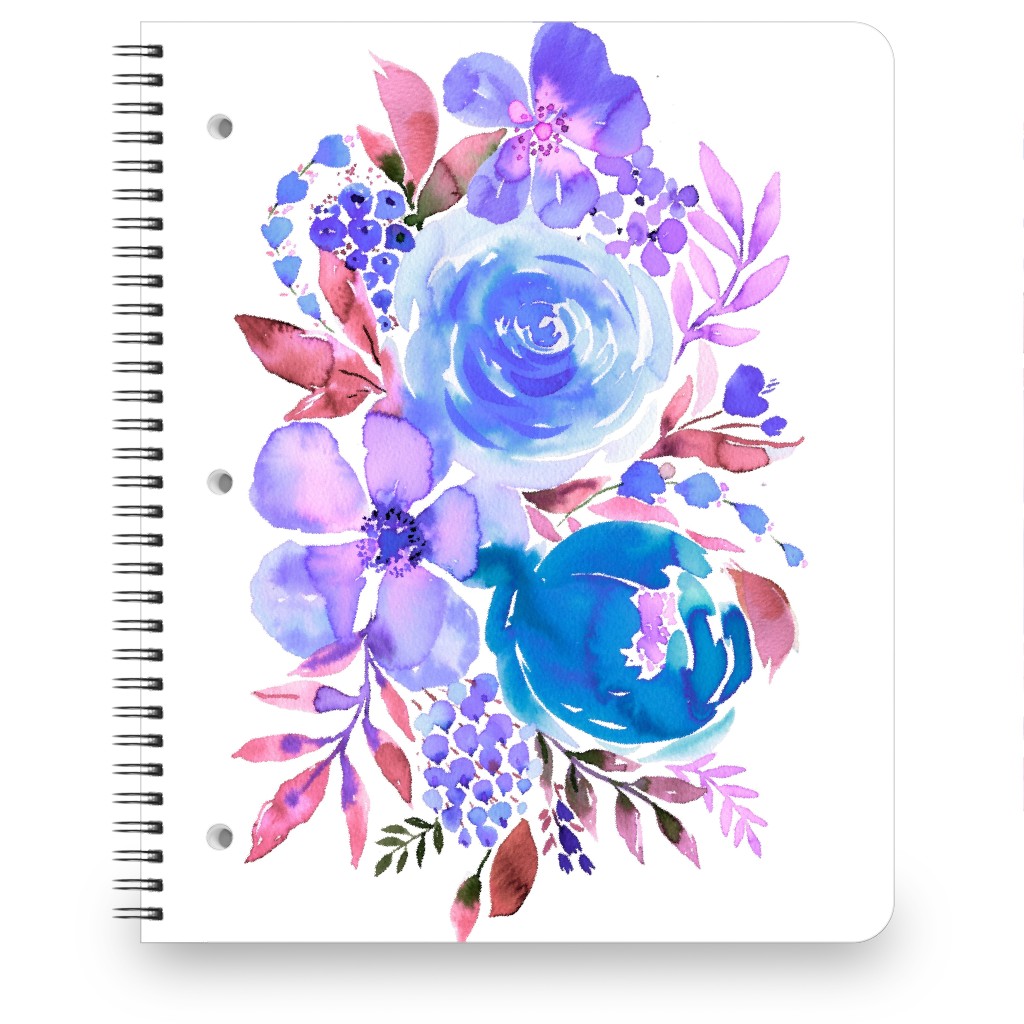 Summery Bouquet Notebook, 8.5x11, Blue, Heaven
