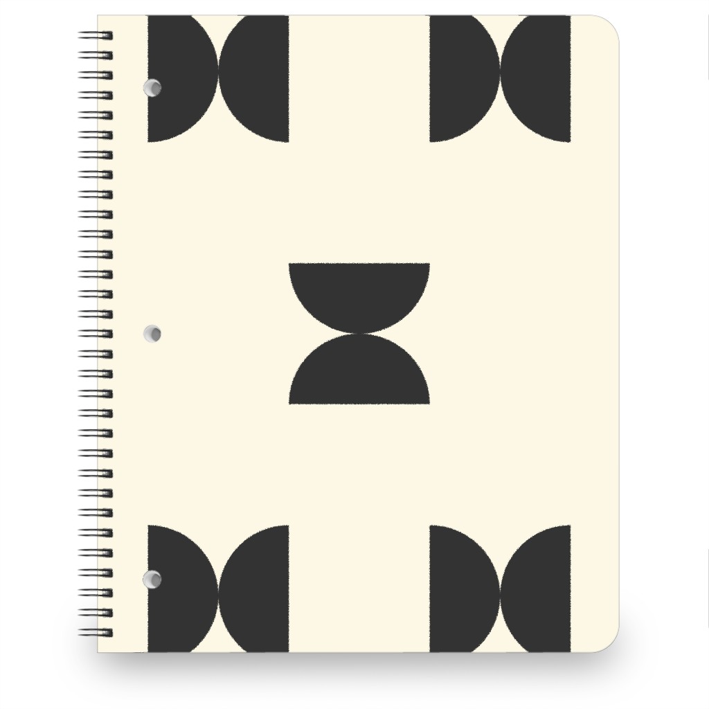 Minimal Geometric Abstract Bauhuas - Cream and Black Notebook, 8.5x11, Beige, Pearl