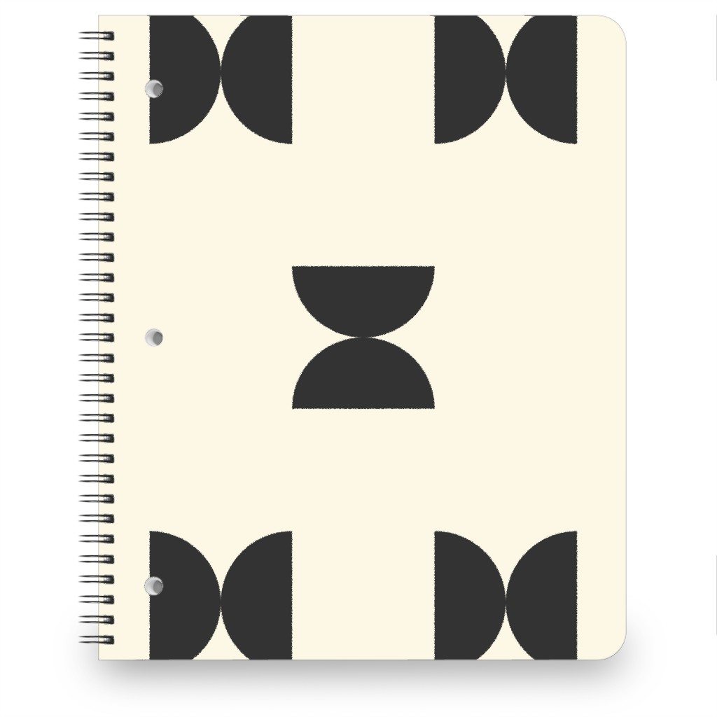 Minimal Geometric Abstract Bauhuas - Cream and Black Notebook, 8.5x11, Beige