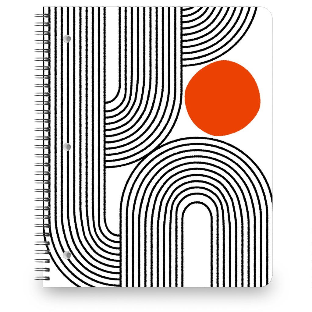 Rising Sun Minimal Geometric Lines Notebook, 8.5x11, Red, Sunset