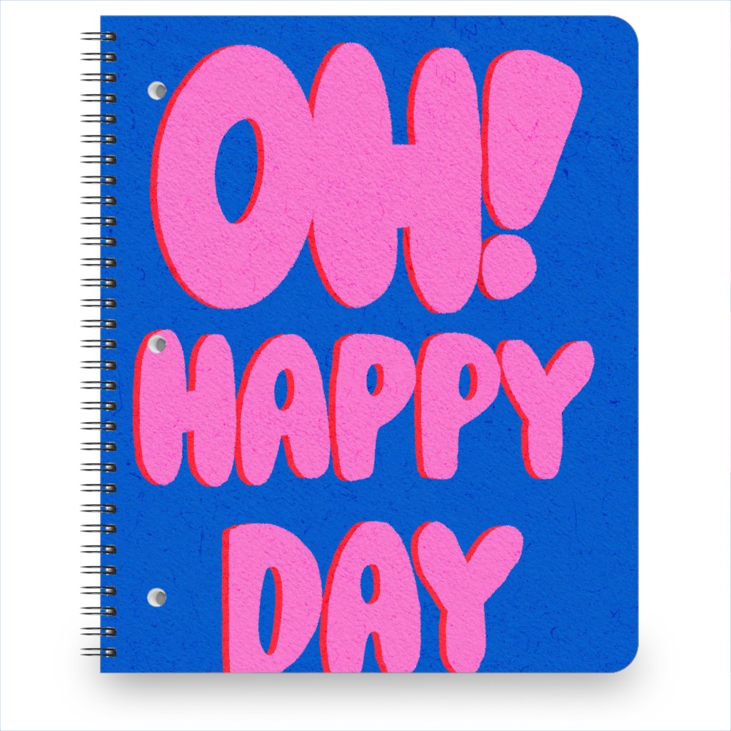 Oh! Happy Day - Blue and Pink Notebook, 8.5x11, Pink, Bright Pink