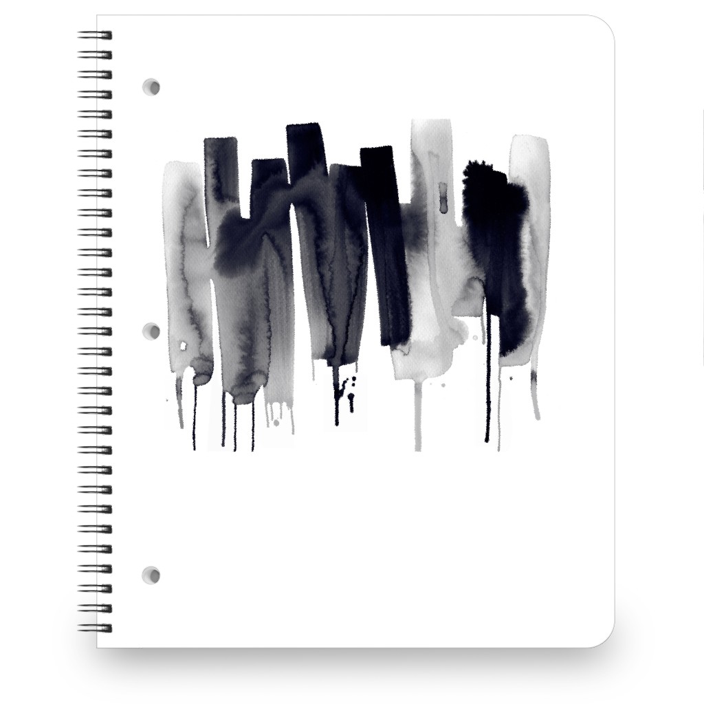 Watery Brushstrokes Notebook, 8.5x11, Gray, Gray