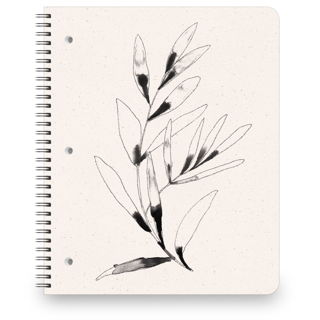 Olive Branch Watercolor - Neutral Notebook, 8.5x11, Beige, Pearl