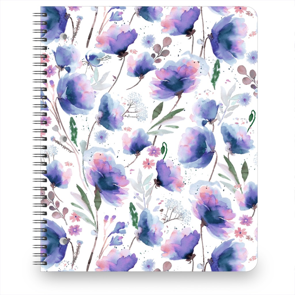 Abstract Poppies - Blue Notebook, 8.5x11, Blue