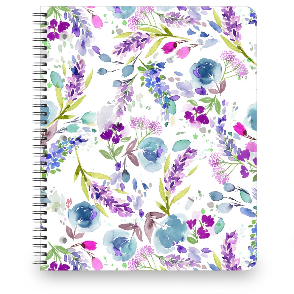 Lavender Bunches - Purple and Blue Notebook, 8.5x11, Purple, Purple
