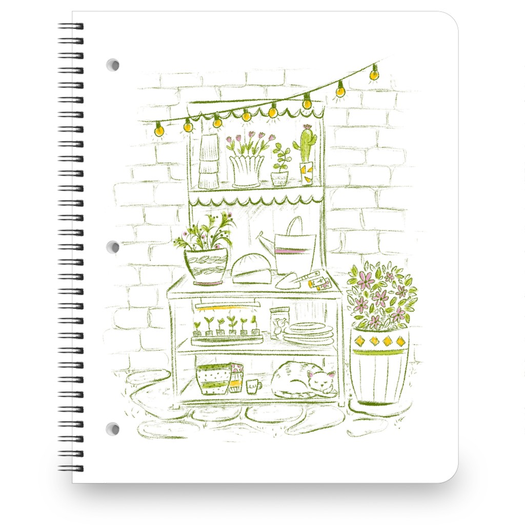 the Cat Nap Potting Stand - Green Notebook, 8.5x11, Green, Classic Green