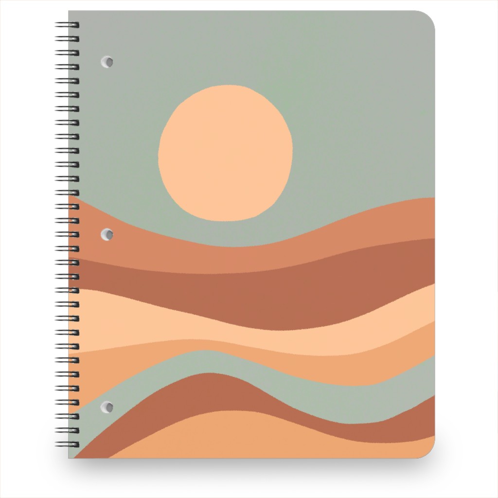 Tropical Seaside Sunrise With Waves - Blue and Orange Notebook, 8.5x11, Multicolor