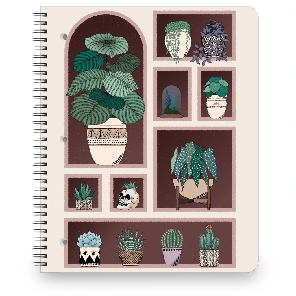 Neatly Arranged Indoor Plants - Neutral Notebook, 8.5x11, Multicolor