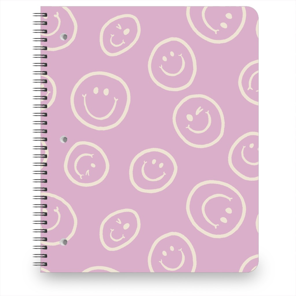 Smiley Winking Faces Notebook, 8.5x11, Pink, Dusty Rose