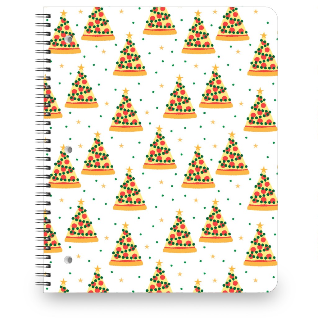Pizza Christmas Trees - Multi on Light Notebook, 8.5x11, Multicolor